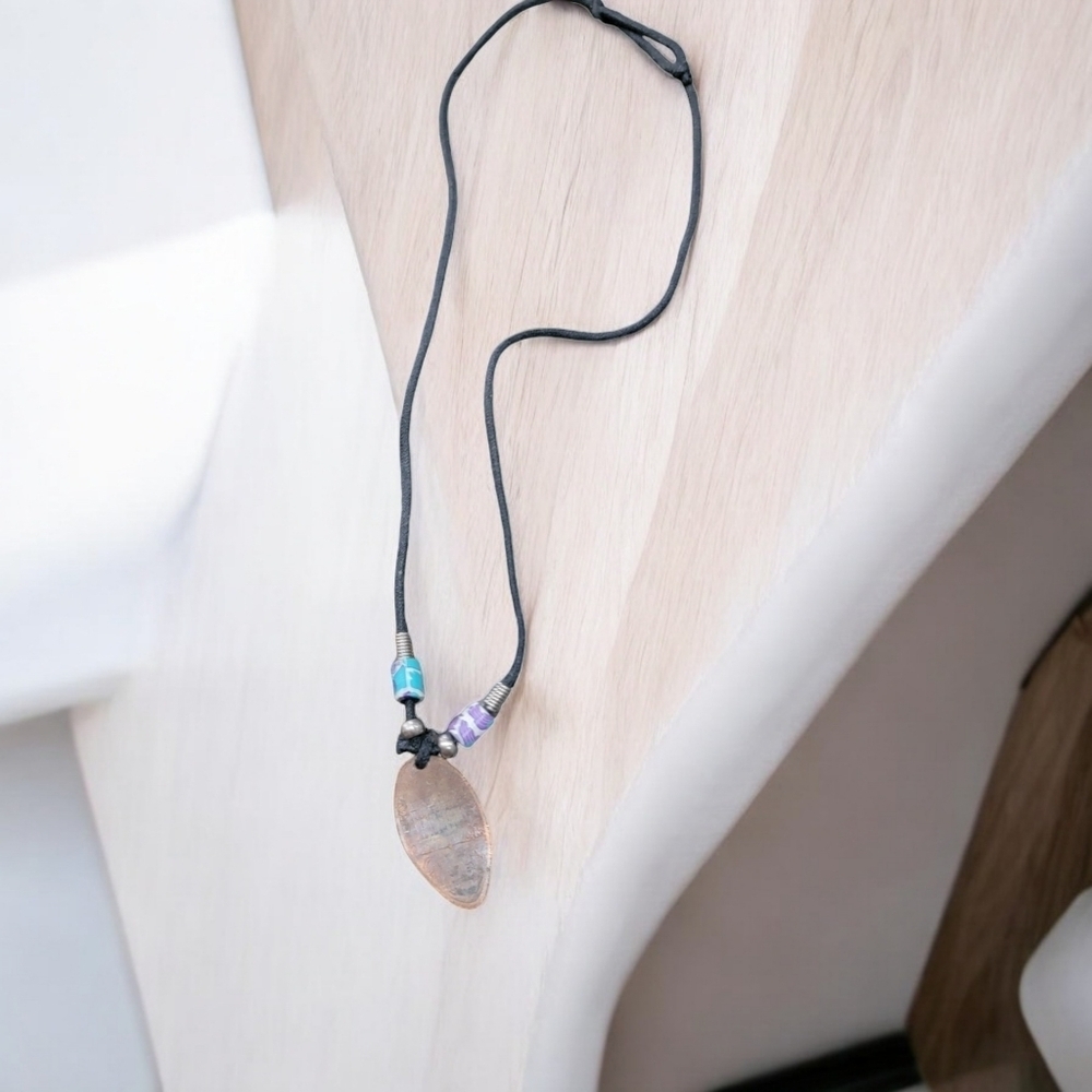 Black Corded and copper pendant necklace